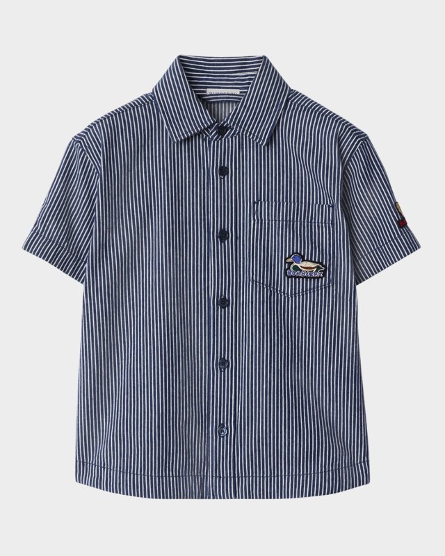 Boy's Alan Striped Denim Short-Sleeve Shirt, Size 4-
